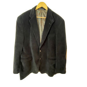 Lauren Ralph Lauren Men's Black Corduroy Blazer Suit Jacket 46L Elbow Patches
